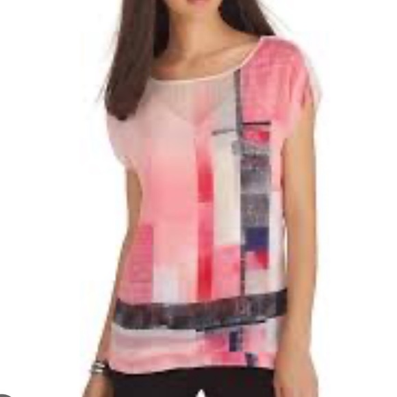 White House Black Market Tops - WHBM Colorblock Double Layer Top